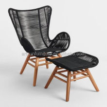 Rope Deck Chair with Ottoman - Outdoor Lounge Furniture