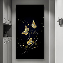 Custom Canvas Art Prints: Luxury Black, Gold, Rose, and Butterfly Landscape - Modern Nordic Home Wall Decor