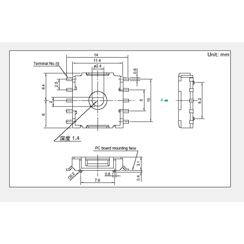 9 tiếp điểm tương ứng với loại dọc Công tắc xoay