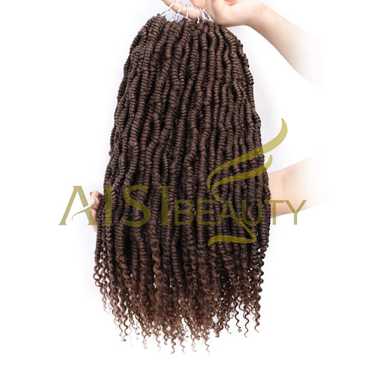 Aisi Beauty Goddess Faux Locs Brown Hair Extensions Pre Twisted Crochet Braids Passion Hairpieces Synthetic Braiding Hair