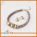 Gold Plated Fashion Statement Necklace Earrings Set Jewelry Set