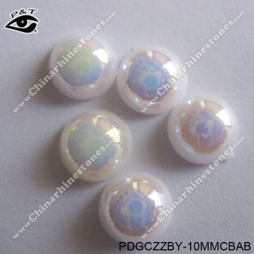 Flat back Pearl Dome Studs 10MM Pearl AB Half Round Beads For Clothes