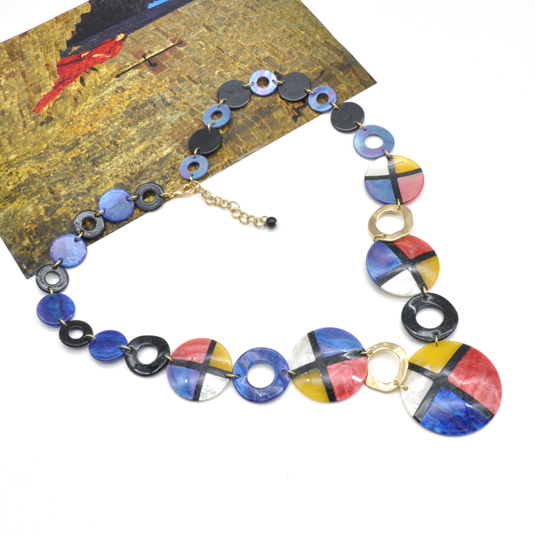 Yiwu mina colorful fine jewelry women acrylic fashion shell necklace