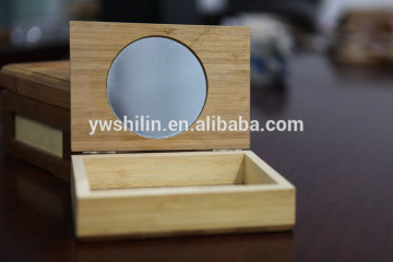 Newest design bamboo cosmetic packaging box with mirror inside