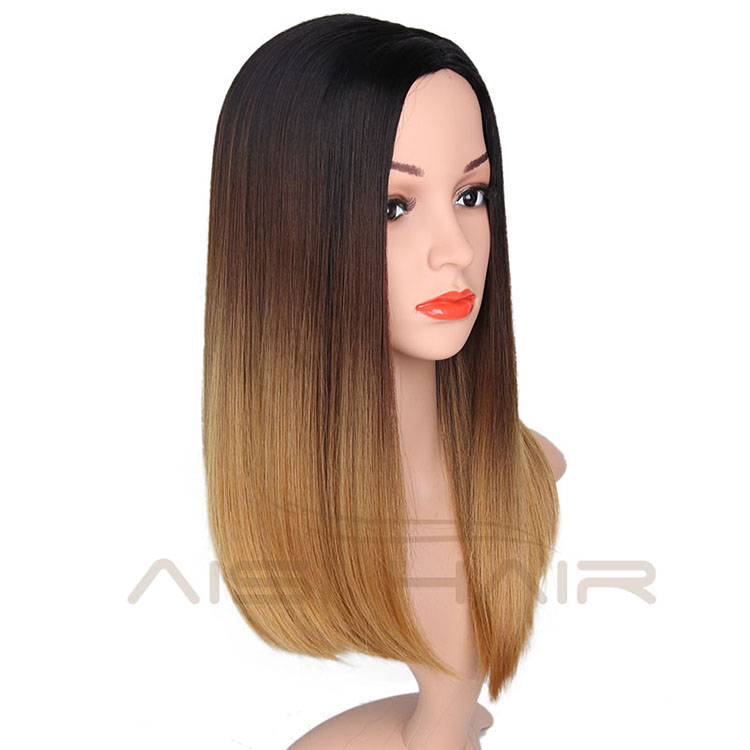 Aisi Hair Cheap Long Silky Straight Hair Synthetic Ombre Brown Wigs Heat Resistant Synthetic Wig For Women