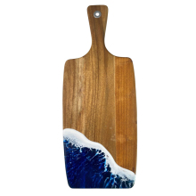 Acacia Wood Blue Ocean Wave Resin Cheese Serving Board