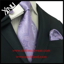 Shengzhou Factory Silk Jacquard Woven Paisley Tie Paisley Purple Material