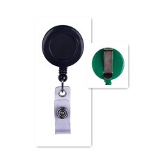 Solid Color Round Badge Reel w/ Belt Clip & Clear Vinyl Strap