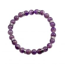 8mm Natural Amethyst Crystal Stone Bulk Wholesale Trend Charm Alloy Bead Bracelet
