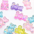 Cuentas de resina de oso artificial con purpurina, cabujón de espalda plana, encantos de oso de goma para adorno de llavero, fabricación de joyas