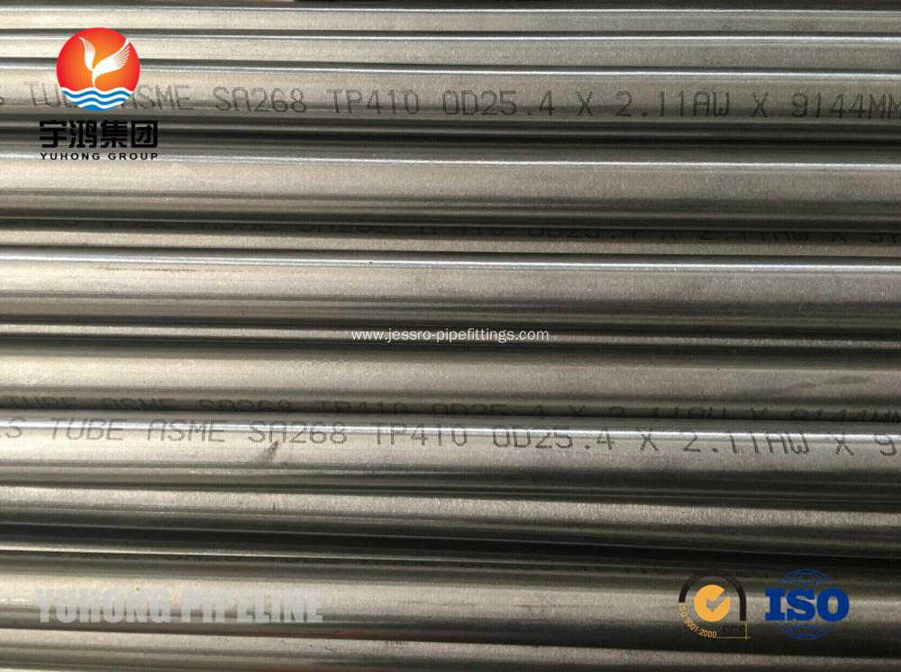 Stainless Steel Seamless Tube ASME SA268 TP410 UNS 41000 For Condenser ET and UT