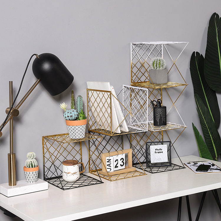 Nordic creative living room kitchen storage rack home storage rack desktop bookshelf