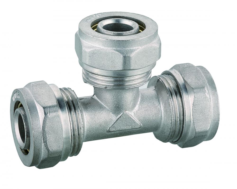 PEX pipe fitting forged brass equal tee