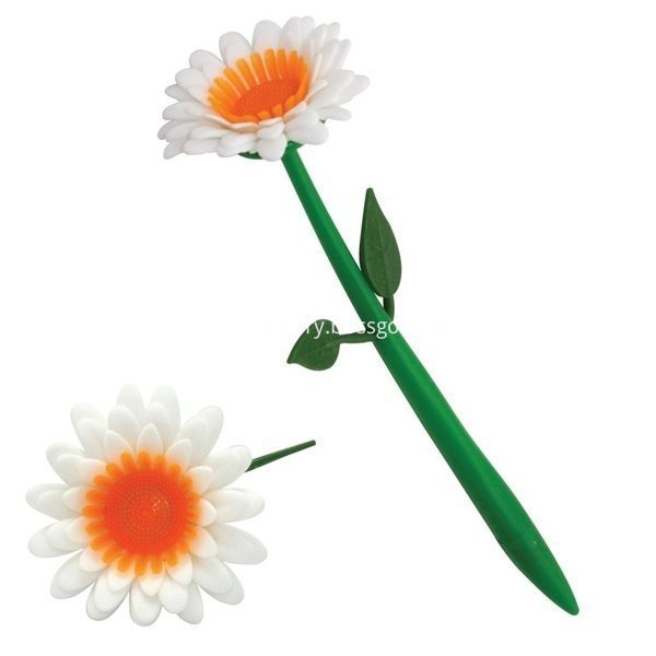 Custom Promotion Flower Pen_color-whiteorangegreen