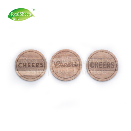 Round Laser Engraved Acacia Wooden Coaster For Drink