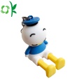 Dễ thương Silicone Donald Duck với Keychain thép không gỉ