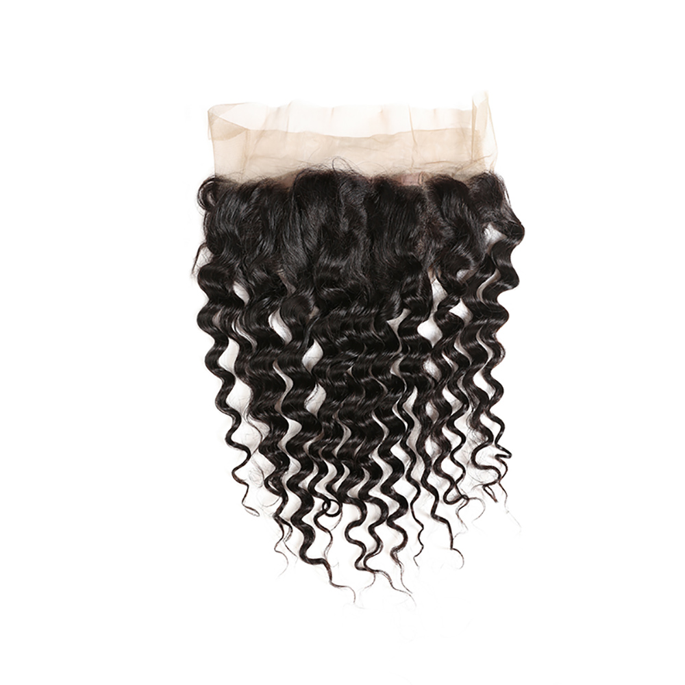 One Donor Accept Paypal Elastic Band Brazilian Real Human Remy Hair Deep Wave Curls 360 Lace Frontal Closure