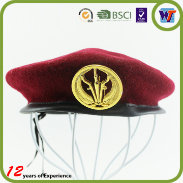 Red custom logo army beret caps wool military beret