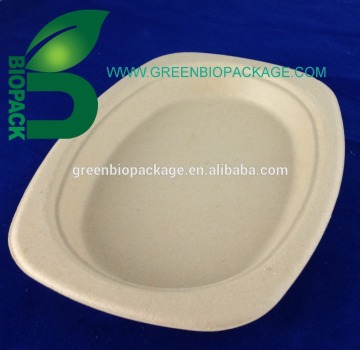 Biodegradable recycled paper pulp tray, disposable bamboo food tray