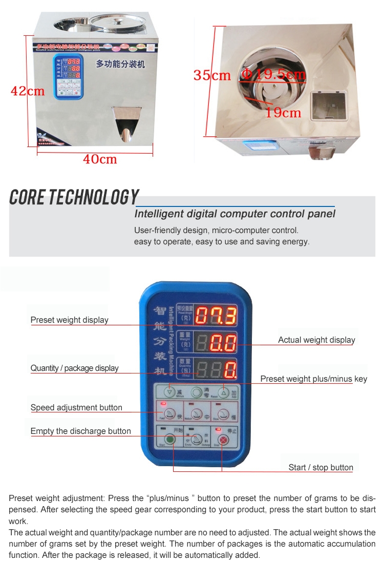 Semi-Automatic Coffee Bean Dispenser Tea Bag Seeds Grain Sachet Powder Particle Filling Machine