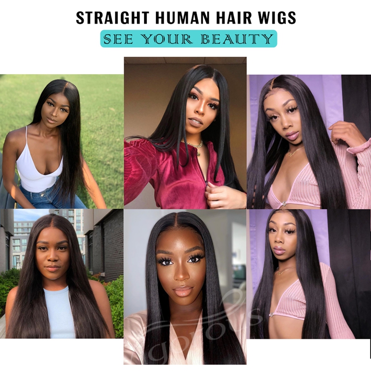 Human Hair For Black Women Raw Long Straight Wave Black Color Human Hair U Part Wigs Wholesale Price