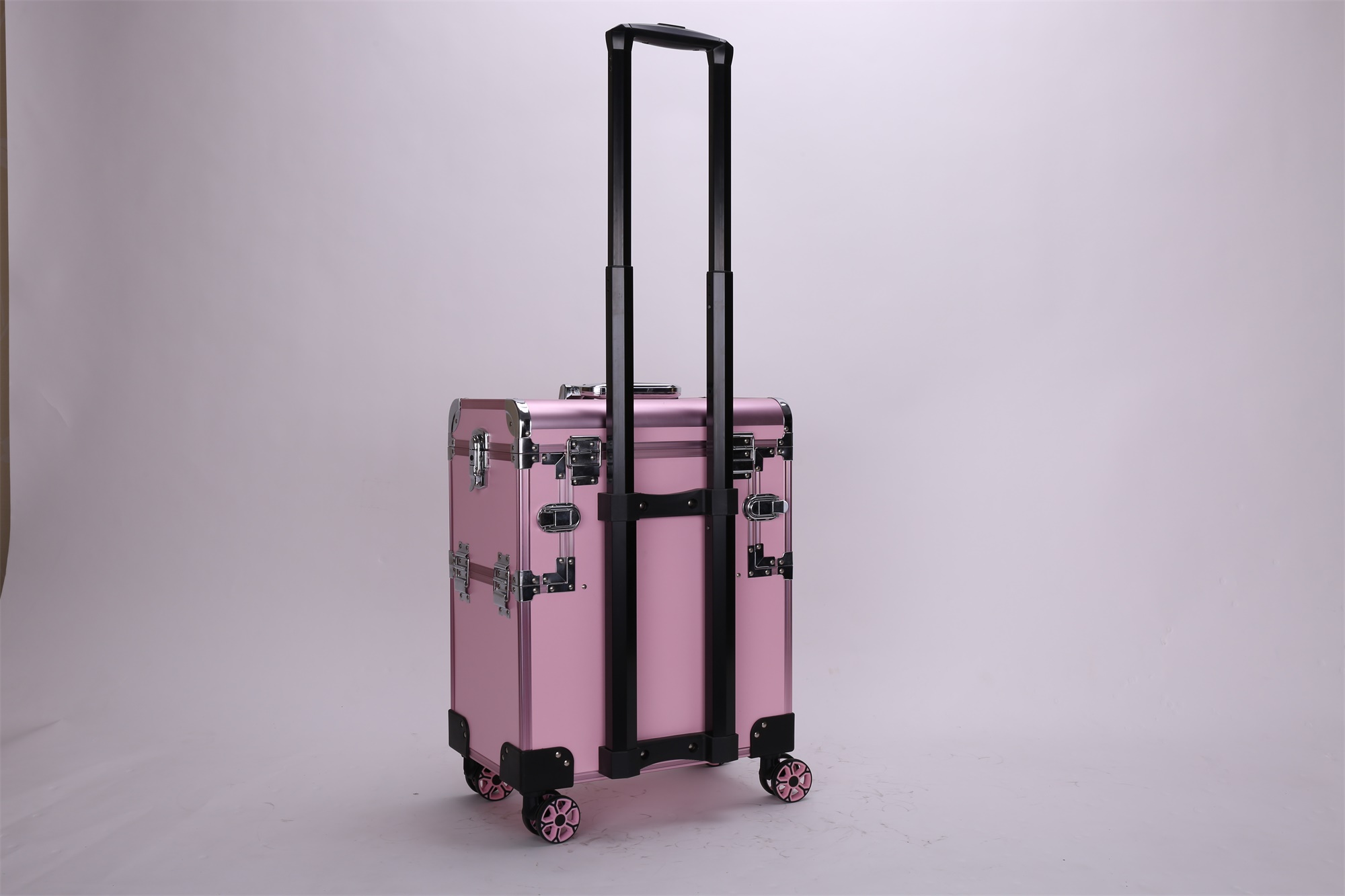 New Makeup Artist Aluminum Cosmetic Case Desktop With Wheel Rolling Nails Makeup Toolbox Trolley Beauty Case