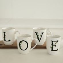 Unique Monogram Ceramic Mugs with Double Side Capital Letters