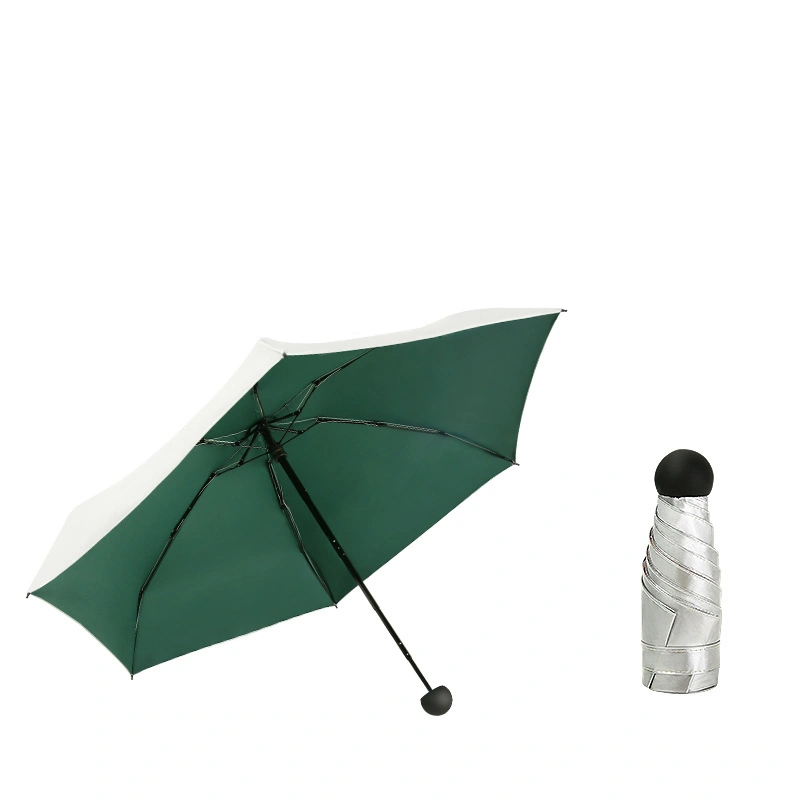 High Quality Palm Size Waterproof Windproof Sun Anti UV 5 Folding Super Mini Titanium Umbrella