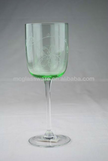 gorgeous green colored stem wine glass