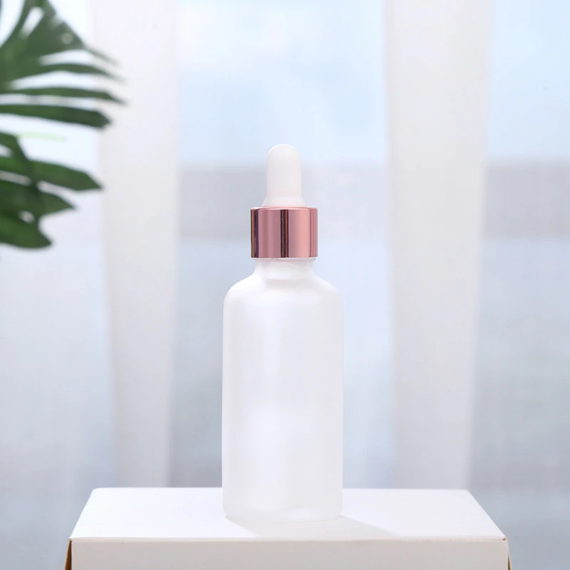 Rose Gold Frosted Pink Cosmetic Essential Oil Serum Glass Dropper 30 Ml Bottles