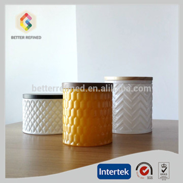 luxury ceramics glass jar with wooden decorative jar lids