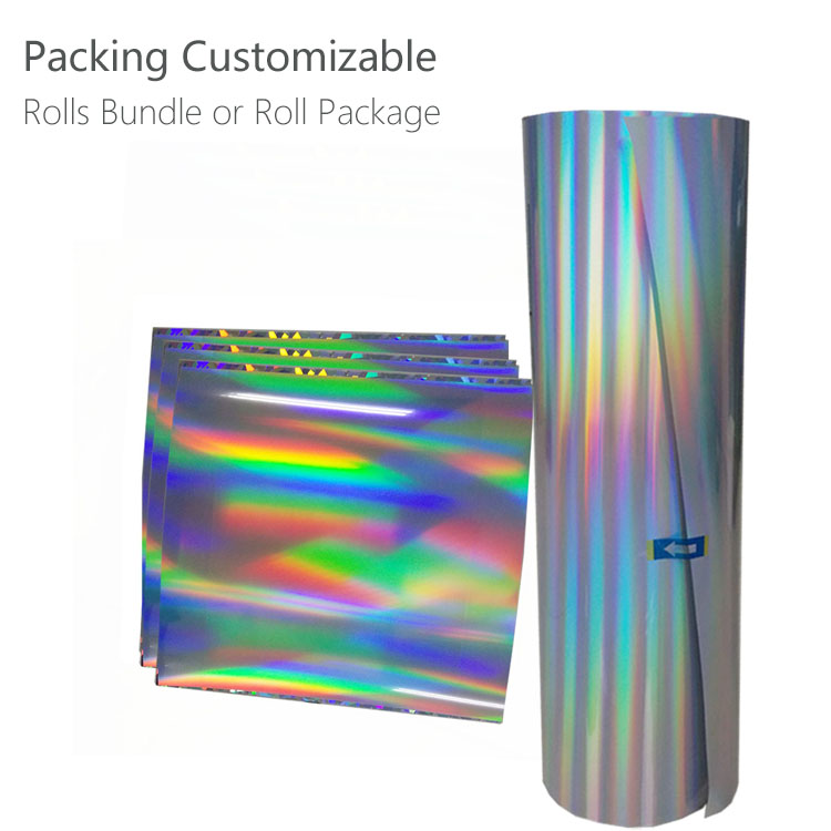 Rainbow Foil Holographic vynile PET Heat Transfer Vinyl Film for custom Clothing