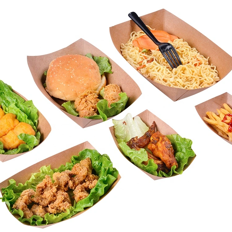 Wholesale Sushi Take out Containers Boat Kraft Paper Bowl for Cookies Potato French Fried Fries