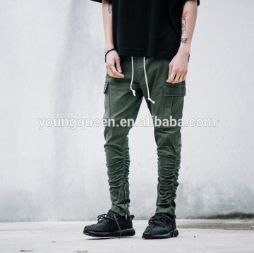 TPT01 Men's casual pants tooling pocket zipper elastic pants