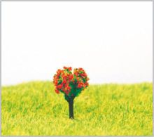 S4018 1.8cm Handmade Custom Red  Miniature Model Trees For Theme Park Layout