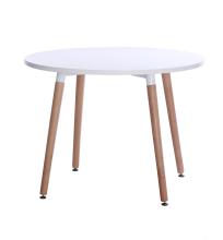 Modern white round dining table wood base
