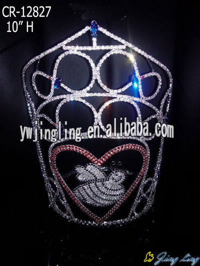 Jingling heart and bee crown Rhinestone Pageant Crowns