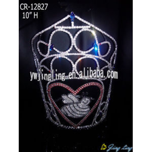 Jingling heart and bee crown Rhinestone Pageant Crowns