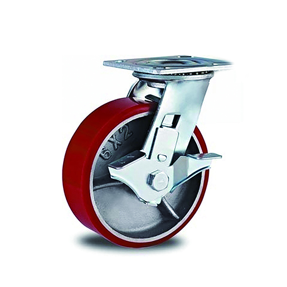 PU de trabajo pesado con ruedas de freno lateral de hierro