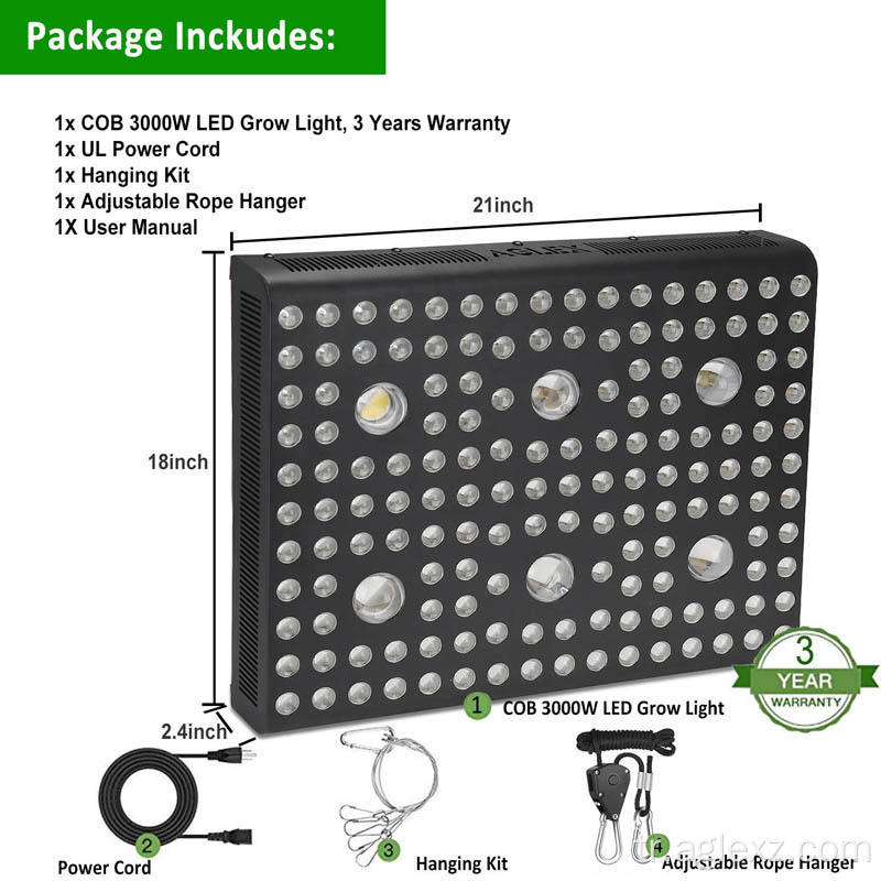 COB Bahçıvanlık LED Grow Işık 3000W Tam Spektrum