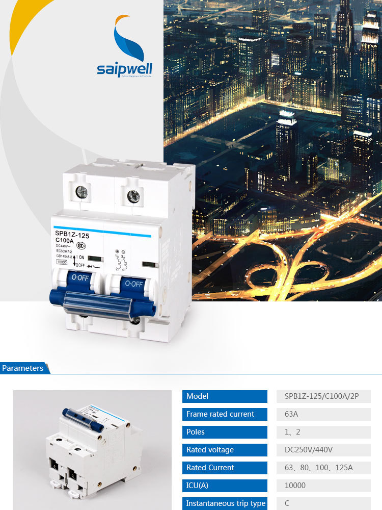 SAIP/SAIPWELL MCCB MCB 3 Poles 60 amp DC Mini Breaker