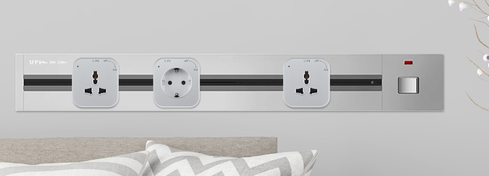 movable kitchen electrical black LED  recessed and surface track Socket with 3 gang power socket /60CM power track socket