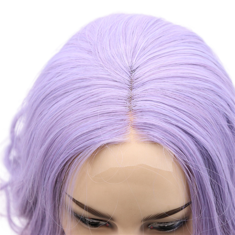 Wholesale Transparent Lace Frontal Cosplay Synthetic Hair Top Lace Front Purple Wig