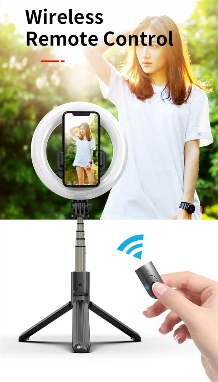 Selfie Shooting Live Stream Broadcast L07 Table LED Light Bluetooth Tripod Selfie Stick