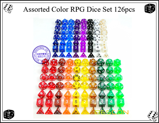 Набор цветных RPG Dice Набор 126шт-3 Assorted Color RPG Dice Set 126pcs-3