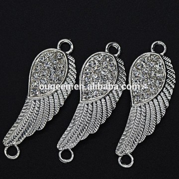 fashion silver charm costume jewelry vintage wing feather shape charm alloy charm fashion jewelry