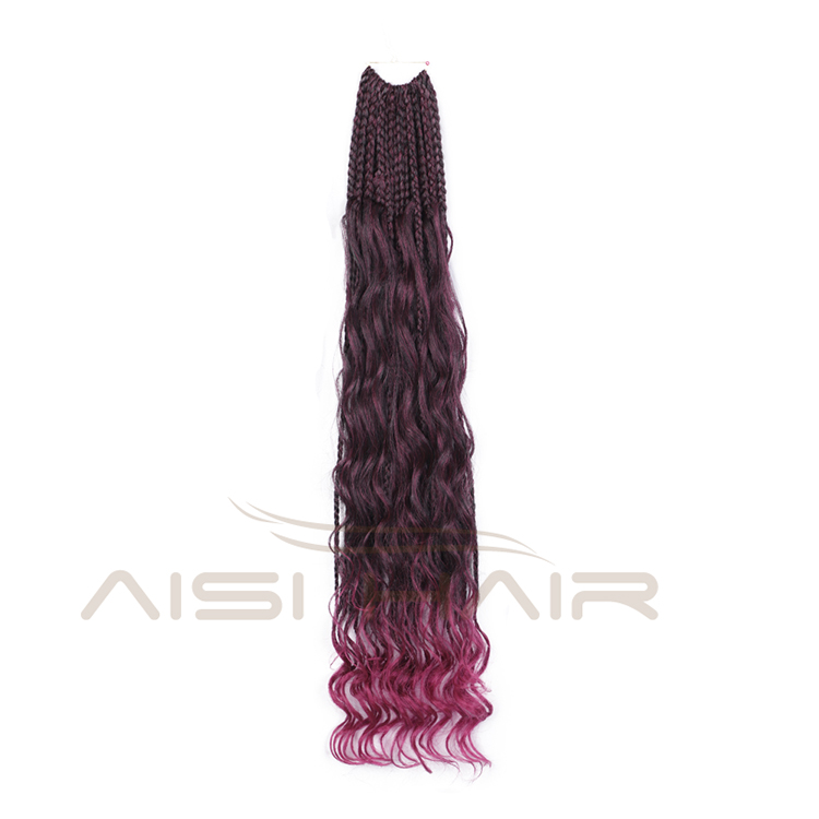 Aisi Hair Goddess Faux Locs Crochet Braids Hair Extensions Synthetic Ombre Purple Faux Locks Braids Hairpieces For Black Women