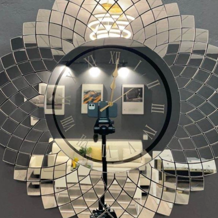 Horloge de mur miroir en verre