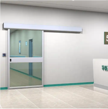 Single leaf automatic sliding tempered glass hospital door