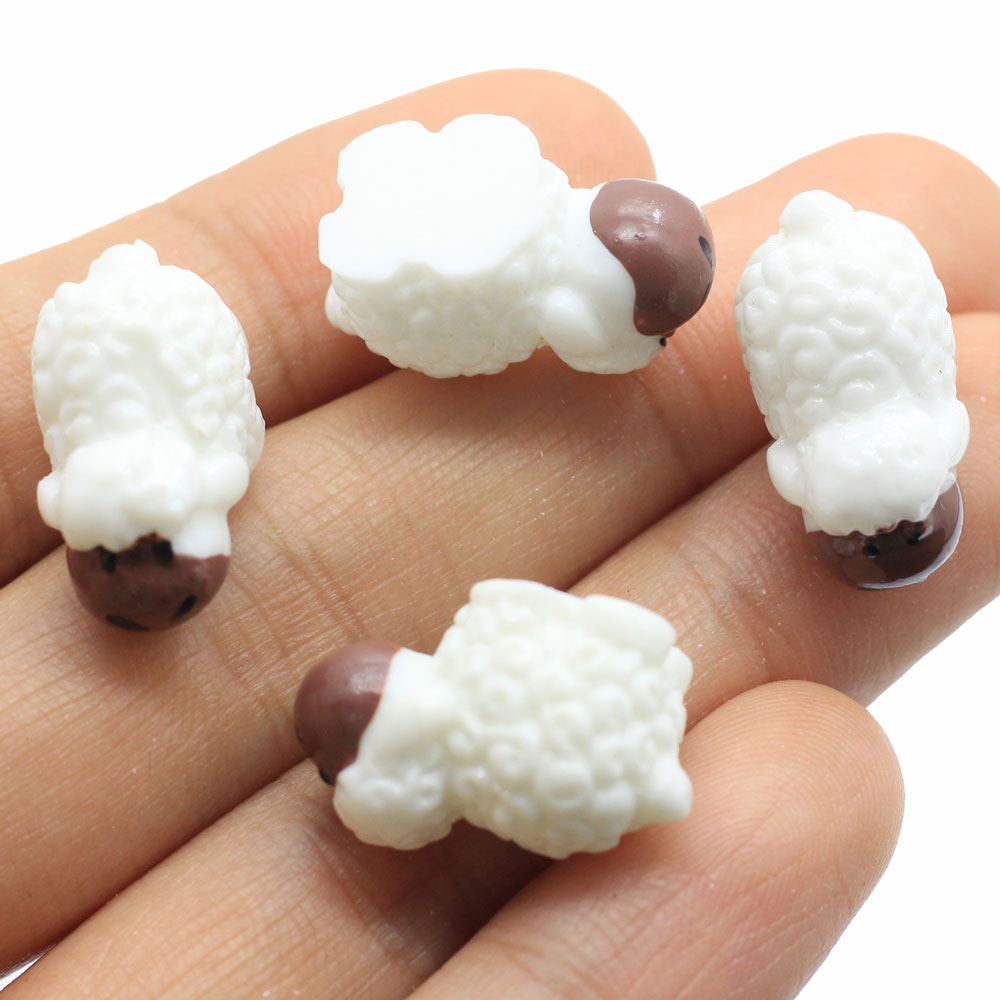 3D الأبيض الأغنام الراتنج حبة لوازم فنية ذاتية الصنع لطيف الحيوان كابوشون سحر صنع المجوهرات زخرفة الجنية حديقة اكسسوارات